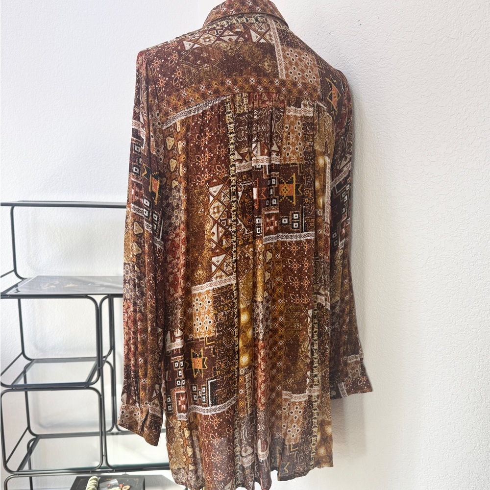 Jane & Delancey Brown Patchwork Patterned Long Sl… - image 4